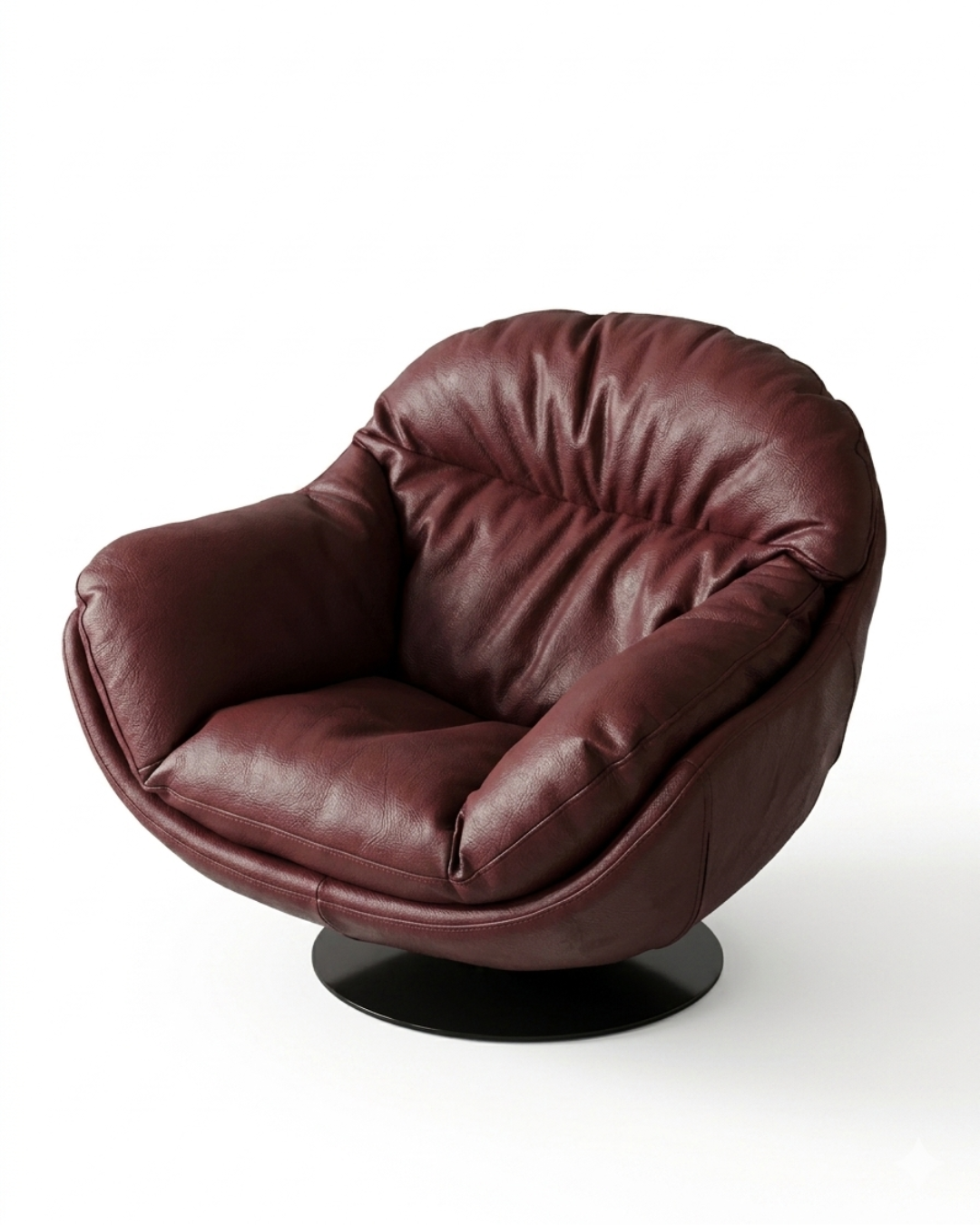 Fauteuil pivotant cuir bordeaux