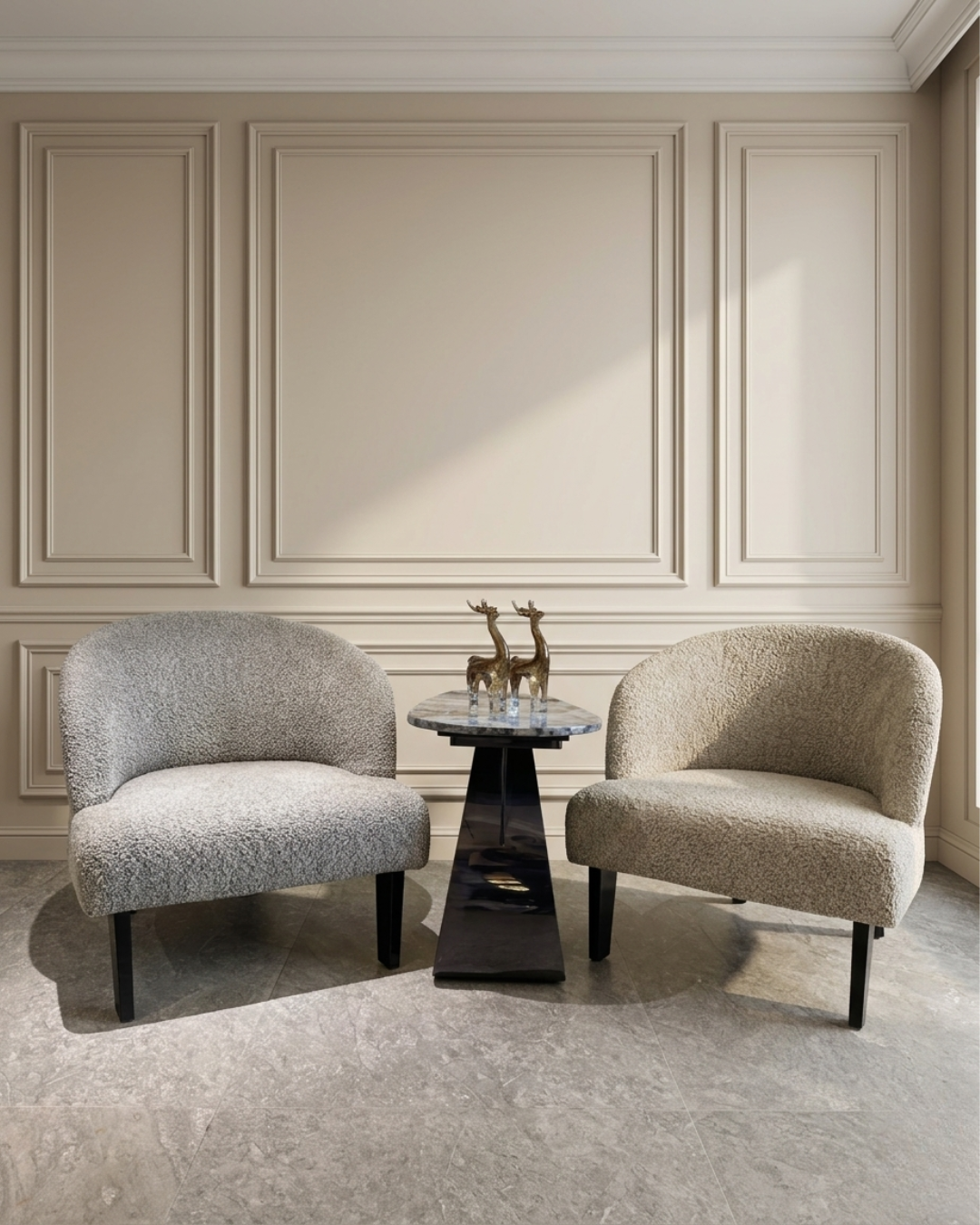 Fauteuil contemporain bouclé beige