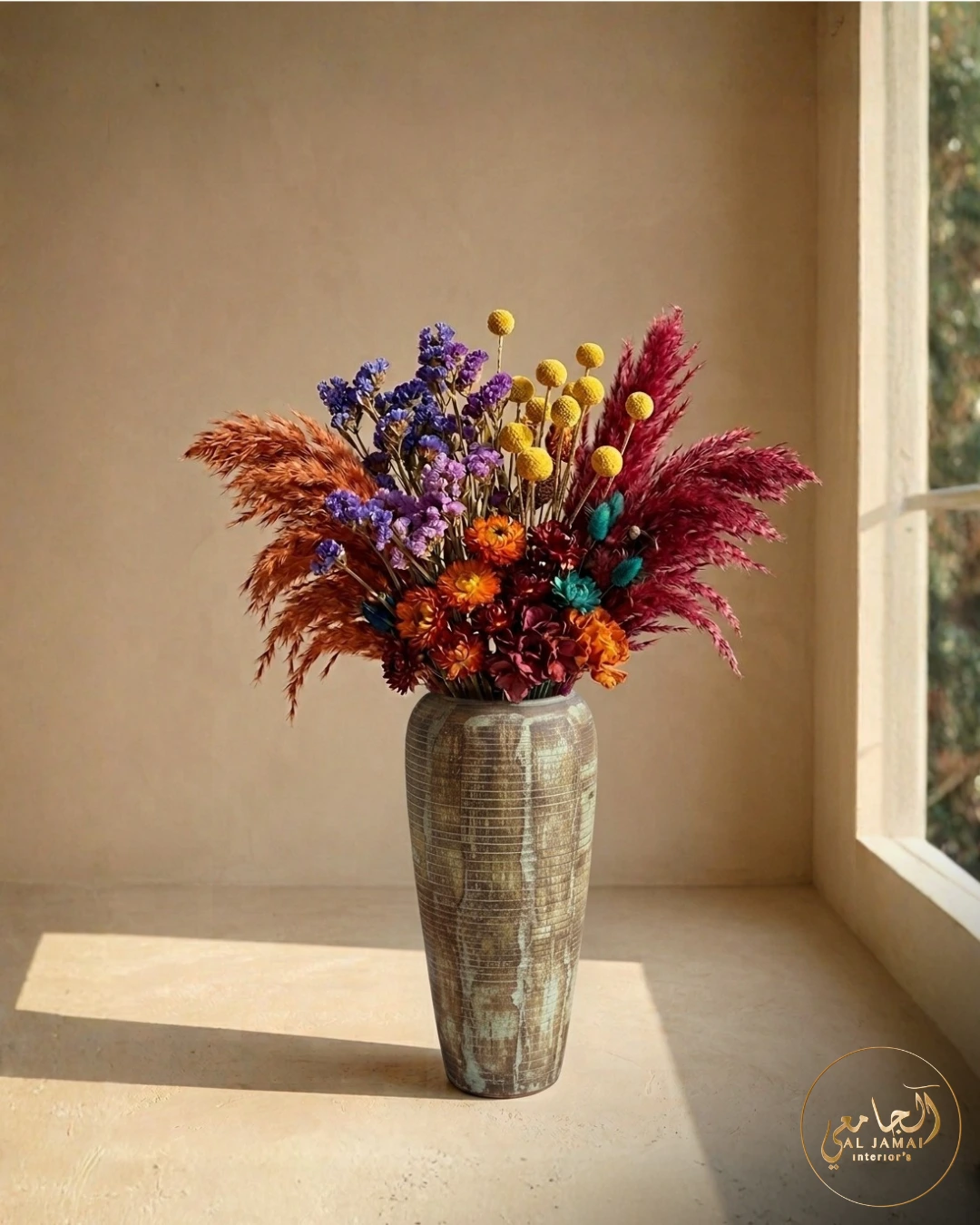 Vase beige à motifs