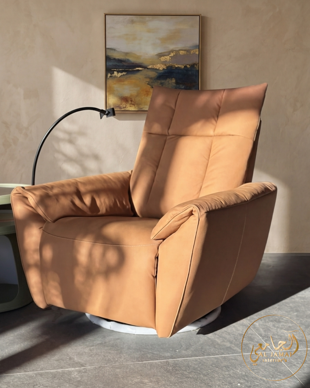 Fauteuil relax cuir camel