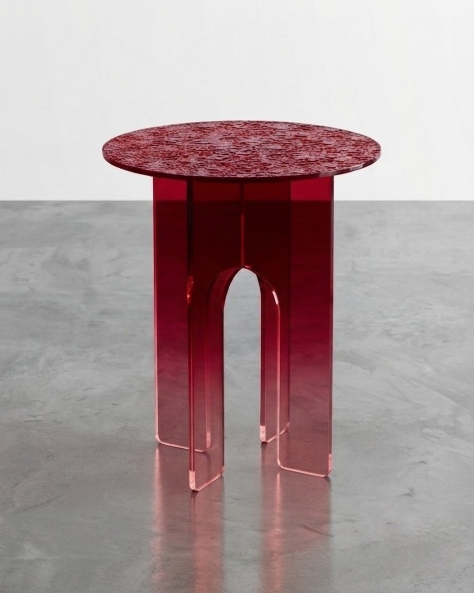 Table d'appoint acrylique ambrée
