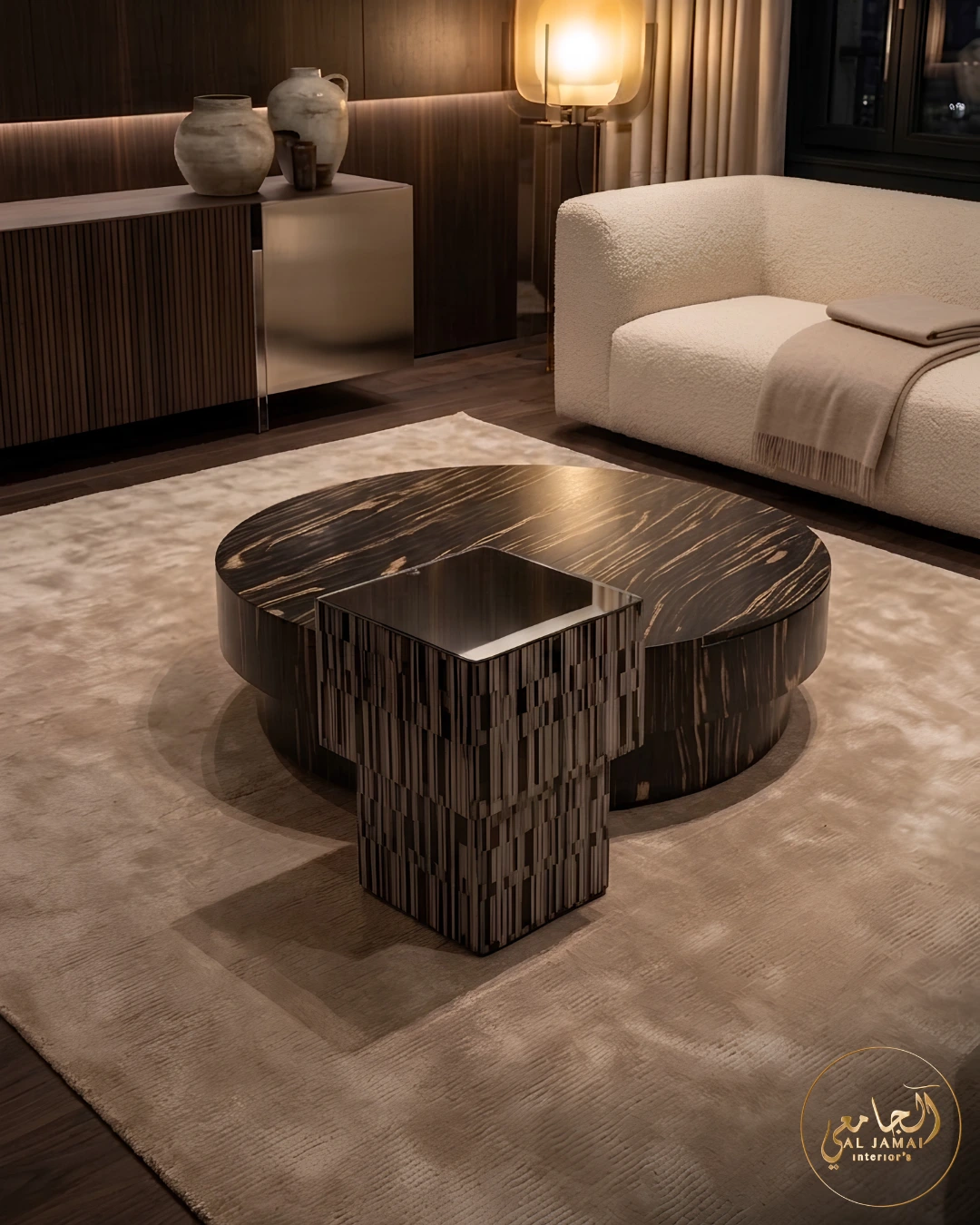 Tables basses gigognes rondes bois foncé