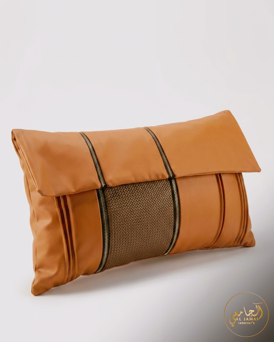 Coussin rectangulaire camel à zips